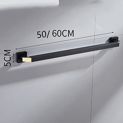 Wall-Mounted Space Aluminum Towel Rack, Thicken Shower Towel Bar for Bathroom, Square Base Thicken Single Pole Double Pole Towel Bar Multiple Uses (Size : 50cm) - size: 50cm