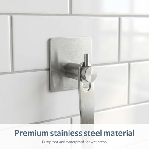 6-Pack Heavy Duty Waterproof Stainless Steel Robe and Towel Hooks - Easy to Install Wall Mounted Stylish Hook Set with Polished Finish for Bathroom and Bedroom Organization