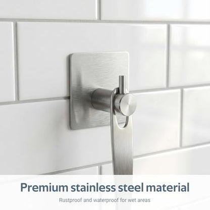 6-Pack Heavy Duty Waterproof Stainless Steel Robe and Towel Hooks - Easy to Install Wall Mounted Stylish Hook Set with Polished Finish for Bathroom and Bedroom Organization
