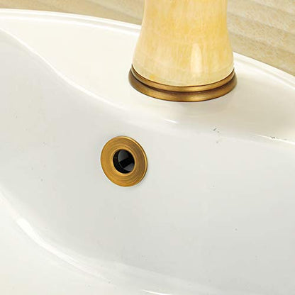 Sink Basin Trim Overflow Cover Brass Insert in Hole Round Caps Antique Brass - color: Antique Brass 1 Pc
