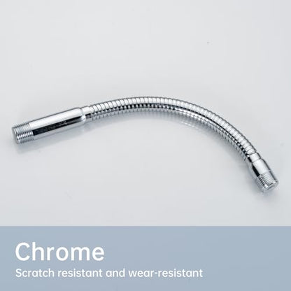 Joyrain Shower Arm Extension with Flange Base, 304 Stainless Steel Extension Pipe, Adjustable Flexible Shower Arm (Brushed stainless teel, 12-Inch Adjustable Flexible Shower Arm) - color: Adjustable Shower Arm(0.75 lbs hose load), size: Brushed stainless