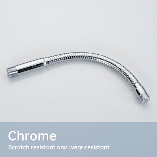 Joyrain Shower Arm Extension with Flange Base, 304 Stainless Steel Extension Pipe, Adjustable Flexible Shower Arm (Chrome, 12-Inch Adjustable Flexible Shower Arm) - color: Adjustable Shower Arm(0.75 lbs hose load), size: Chrome