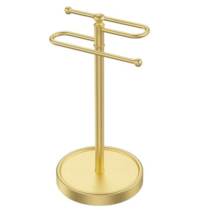 Hand Towel Holder, 304 Stainless Steel Heavy Duty S Shape Hand Towel Stand Free Standing Towel Bar for Bathroom Kitchen Countertop - color: Gold
