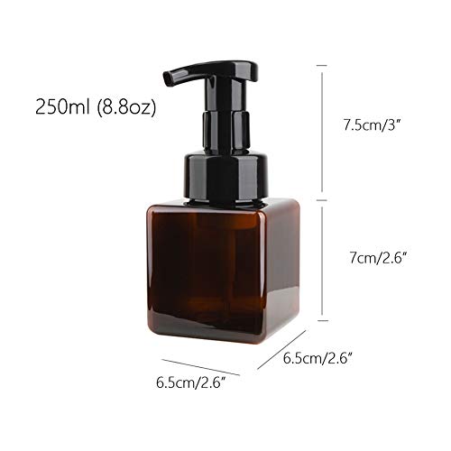 Foaming Soap Dispenser, 9oz Plastic Refillable Pump Bottle, 2 Pack, Amber | Hand Dispenser for Liquid Soap, Shampoo & Body Wash – Saves Soap with Rich Foam, Reusable, Easy to Refill, BPA-Free - color: Amber, size: 9 oz (2 Pack)