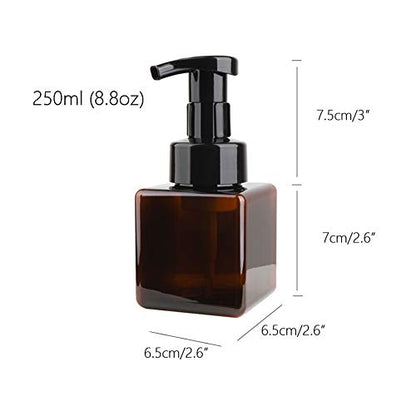 Foaming Soap Dispenser, 9oz Plastic Refillable Pump Bottle, 2 Pack, Amber | Hand Dispenser for Liquid Soap, Shampoo & Body Wash – Saves Soap with Rich Foam, Reusable, Easy to Refill, BPA-Free - color: Amber, size: 9 oz (2 Pack)