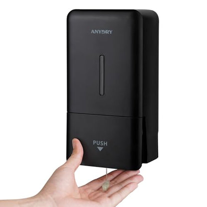 anydry Liquid Hand Soap Dispenser Wall Mounted 27oz Large Capacity Black | Durable ABS Material, Flexible Installation, Ideal for Commercial Bathroom, Easy Refill Wide Opening - color: Elegant Black
