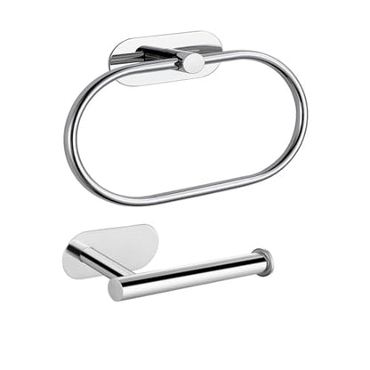 Toilet Paper Holder/Towel Ring Self Adhesive, Eolax No Drilling Chrome Bathroom Hardware Accessories, Stainless Steel Sticky Toilet Roll Hanger and Hand Towel Holder, 2 Pieces - color: Chrome