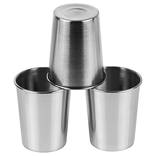 230ml Stainless Steel Cups Shatterproof Drinking Glasses, 3 Pack | 8 Ounce Drinking Cups Pint Metal