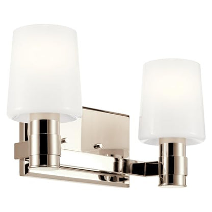 Kichler Adani 2-Light Bathroom Vanity Light, Polished Nickel | Modern vanity light with opal glass for bathrooms and powder rooms (14.5" x 8.25"), 55175PN - color: Polished Nickel, size: 14.5"