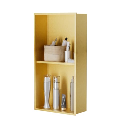 Non Tile Tube Niche Boxes for Showers,Bathroom Niche Double Shelves,Stainless Steel(Gold, 24 * 12 in) - color: Gold, size: 24 * 12 in