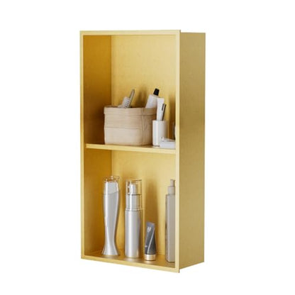 Non Tile Tube Niche Boxes for Showers,Bathroom Niche Double Shelves,Stainless Steel(Gold, 24 * 12 in) - color: Gold, size: 24 * 12 in