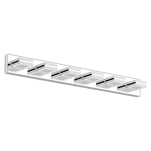 Ralbay Modern 6 Light Vanity Light Chrome Bathroom Vanity Lighting Fixtures Over Mirror Acrylic Up and Down Chrome Bathroom Wall Mounted Lights - color: Chrome, size: 6 Light