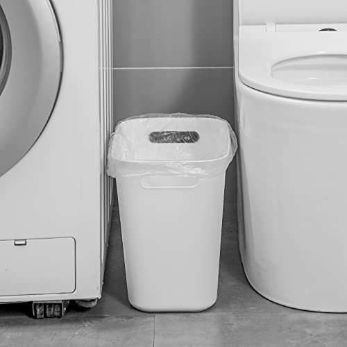UUJOLY Plastic Small Trash Can Wastebasket, Garbage Container Basket for Bathrooms, Laundry Room, Kitchens, Offices, Kids Rooms, Dorms, 3.5 Gallon, White | Compact Sturdy Garbage Can for Bathroom, Laundry Room, Kitchen, Office, Kids Room, Dorm, Durable, E