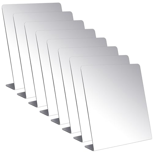 8 Pcs Counter Top Mirror Freestanding Table Desk Mirror Self Portrait Single Sided Acrylic Glass for Tabletop Desk Counter Bedroom Office Bathroom Home Dorm (8.5 x 9 Inch) - size: 8.5 x 9 Inch