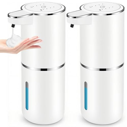 2 Pack Automatic Soap Dispensers,12.8oz/380ml USB Touchless Automatic Foaming Soap Dispenser,Rechargeabled Wall Mounted Smart Soap Dispenser for Bathroom Kitchen Dish Soap - color: White, size: Foam x2