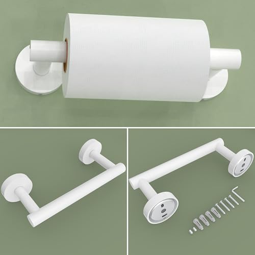 RARXTR White Toilet Paper Holder & Towel Ring SUS304 Stainless Steel 2pc Bathroom Hardware Set with Double Post Pivoting Toilet Paper Roll Holder Wall Mount & Bathroom Towel Holder Set - color: White, size: 2-Piece