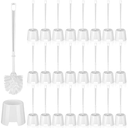 Mimorou 24 Sets Toilet Brushes and Holders Set White Toilet Bowl Brushes for Bathroom Scrub with Plastic Holders for Bathroom Cleaning Accessories