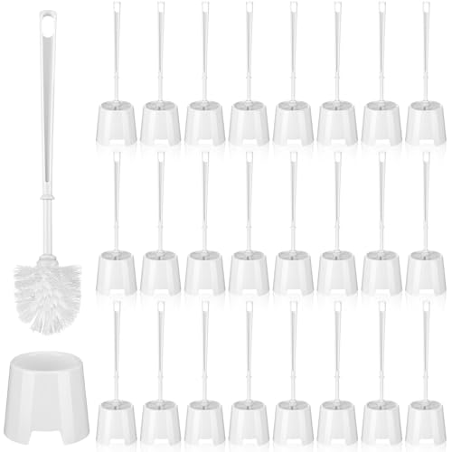 Mimorou 24 Sets Toilet Brushes and Holders Set White Toilet Bowl Brushes for Bathroom Scrub with Plastic Holders for Bathroom Cleaning Accessories