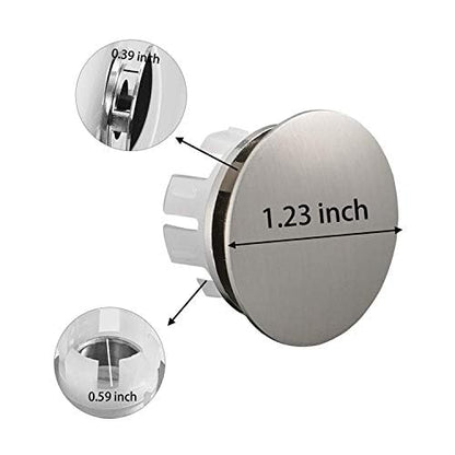 2 Pack Bathroom Sink Overflow Cover, Brushed Nickel | Sink Overflow Hole Cover, Basin Vanity, Ceramic Vessel, Kitchen Trim Replacement, Dual Layer Insert - color: Brushed Nickel