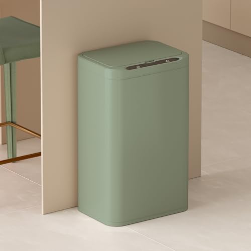 ELPHECO Stainless Steel Office Trash Can Avocado Green, 6.6 Gallon | Motion Sensor Garbage Can Touchless Smart Trash Can Automatic Waste Bin for Kitchen, Office, Bathroom - color: Avocado Green, size: 6.6 Gallons