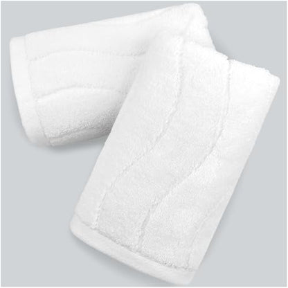 White Hand Towels for Bathroom Wavy Jacquard - 2 Piece | Luxury Spa Hotel Hand Towel, Quick Dry Absorbent Face Towels, 13x29 Inches - color: White