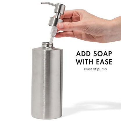 Silver Round Stainless Steel Soap Dispenser, 15 oz - color: Silver