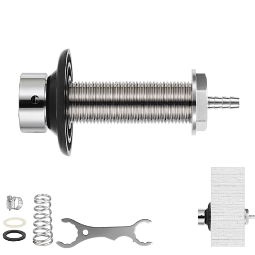 MRbrew 4-1/8" Beer Faucet Shank, Stainless Steel Beer Tap Shank 1/4'' Barb | Fits Refrigerator/Freezer Walls Cabinet Kegerator Beer Towers Jockey Box Panels Homebrew & Bar Draft Beer Dispenser - size: 4-1/8" Shank