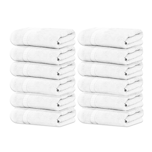 GOLD TEXTILES Wash Cloths Bulk Pack 13x13 Inches, 120 Pcs Soft Ringspun Cotton Washcloths, Premium Highly Absorbent and Quick-Drying Face Towels Daily use for Showering, Gym, Spa, Hotel (120, White)