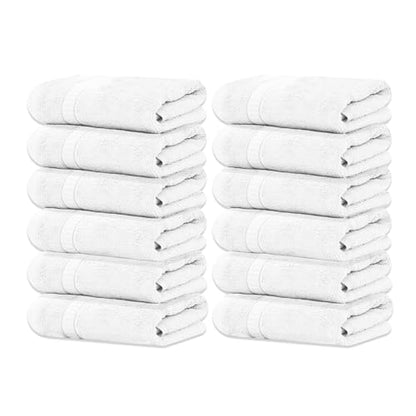 GOLD TEXTILES Wash Cloths Bulk Pack 13x13 Inches, 120 Pcs Soft Ringspun Cotton Washcloths, Premium Highly Absorbent and Quick-Drying Face Towels Daily use for Showering, Gym, Spa, Hotel (120, White)