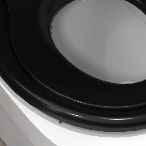 Toilet Seat with Easy Clean & Change Hinges, Quiet-Close Lid, Contoured Seat, Quick-Attach Hardware, White, 18.6"L x 14.2"W - color: Black, size: 18.6"L x 14.2"W