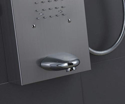 ELLO&ALLO LED Rainfall Waterfall Shower Head Rain Massage System with LED Body Jets, Stainless Steel Bathroom Shower Panel Tower System, Brushed Nickel