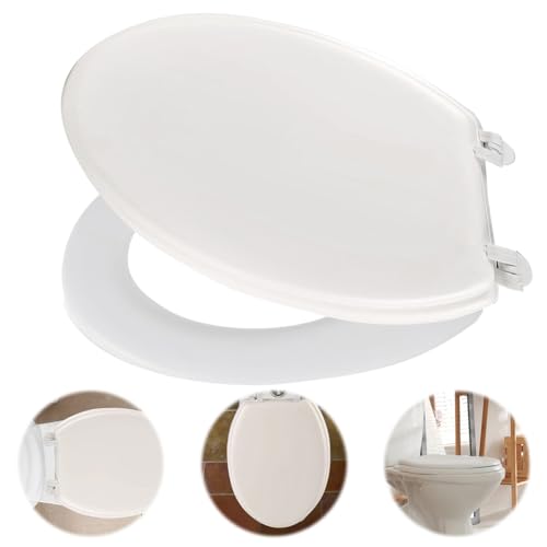 Slow Close Toilet Seat, Round Cushioned Soft Close Toilet Lid with Quick Release Hinges, Padded Vinyl Seat for Elongated/Standard Round Bowls, Easy Clean No Slam White Plastic Replacement