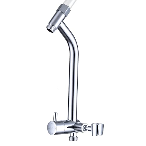 G-Promise All Metal Shower Diverter with Low Handheld Holder (Chrome) | 10 Inch Downward-Extend Bracket for All Heights, 4 Spray Modes with Pause, Anti-Leak, Easy Install, Universal Replacement - color: Chrome, size: Lower 9 Inch