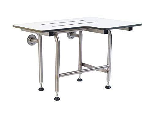 Shower Seat Resin with Legs, ADA Heavy Duty Shower Chair for Inside Shower 600lbs | 304 Stainless Steel | Shower Chair for Elderly and Disabled | Folding Shower Seat Wall Mounted | 26”x21” Left Hand - size: 26" x 21" Left Hand