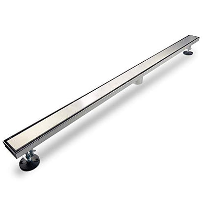 SaniteModar Linear Shower Drain 72 inch Brushed with Tile Insert Panel | AISI 304 Stainless Steel Brushed Linear Dain Rectangle Shower Floor Drain with Hair Strainer and Leveling Feet - color: Tile Insert Grate, size: 72 inch