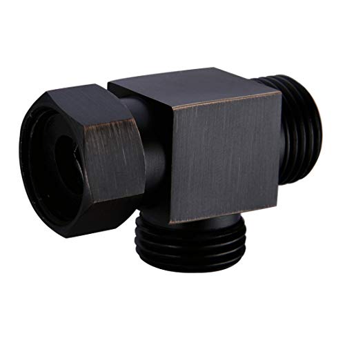 1/2" Brass Bronze 3 Way Diverter, Hose Fitting Tee, T Shape Adapter Connector for Angle Valve Hose, Bath Shower Arm, Toilet Bidet Sprayer Faucet, Oil Rubbed Bronze Finished - color: Bronze