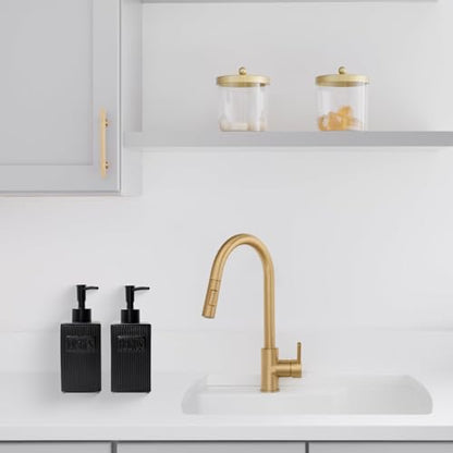 Ceramic Soap Dispenser Set, 2 Pack Hand and Dish Soap Dispenser with Funnel for Kitchen and Bathroom, Black - color: Black