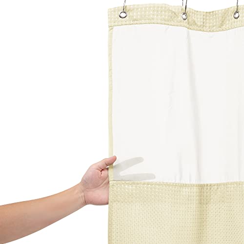 N&Y HOME Stall Waffle Weave Shower Curtain with Snap-in Liner Cream 36x72 | 12 Hooks & Snap on Fabric Liner, Washable, Mesh Window, Hotel Style, 36 x 72 Small Shower Stall Size Curtain Set for Bathroom - color: Cream, size: 36"W x 72"L (Pack of 1)