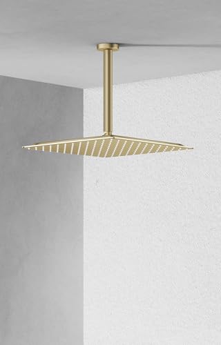 VBFF-Shower Head,rain shower head, 12 inch- Square Shower Head, 1.8 GPM Flow Rate, rainfall showerhead,VBFF09 (Brushed Gold) - color: Brushed Gold, size: 12 Inch