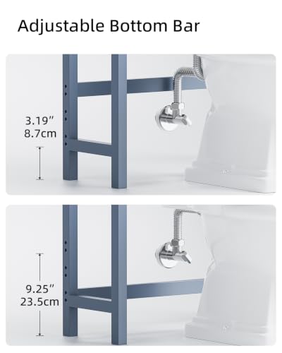 SMIBUY Bathroom Storage Shelf, Bamboo Over-The-Toilet Organizer Rack, Freestanding Toilet Space Saver with 3-Tier Adjustable Shelves (Grey) - color: Grey