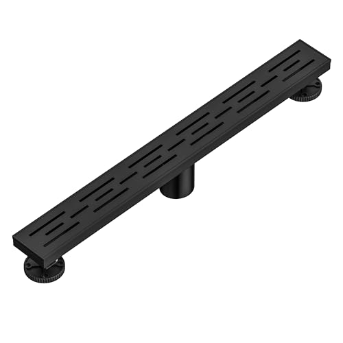 Neodrain 32-Inch Matte Black Linear Shower Drain with Brick Pattern Grate | 304 Stainless Steel,Durable Bathroom Floor Drain,Rectangle Linear Drain with Hair Strainer & Adjustable Feet,CUPC certified - color: Matte Black, size: 32 In