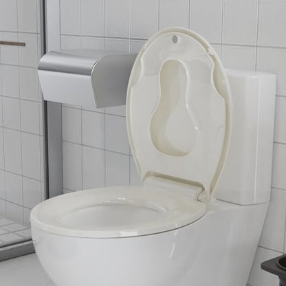 Round Toilet Seats with Toddler Seat Built In, Potty Training Toilet Seat Round Fits Both Adult and Child，with Slow Close and Magnets,Safe PP Material Easy Clean,Biscuit - color: Biscuit, size: Round with Toddler Seat