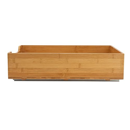Household Essentials Glidez Bamboo and Steel Pull-Out/Slide-Out Storage Organizer for Under Cabinet Use - 1-Tier Design - Fits Standard Size Cabinet or Shelf, Natural - size: 17", style: Single Tier