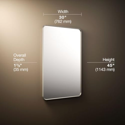 Kohler Essential 30 in. W x 45 in. H Rectangular Framed Wall Mount Bathroom Vanity Mirror in Brushed Nickel - color: Brushed Nickel, size: 45"L x 30"W, style: Rectangle