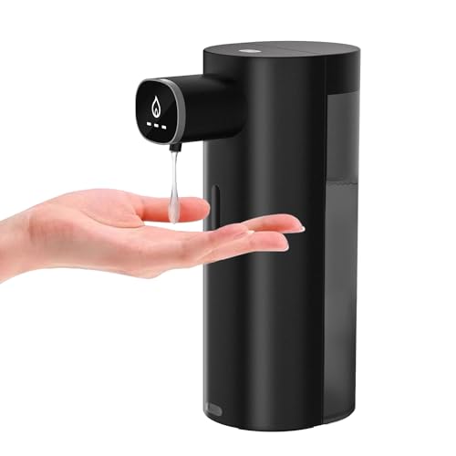 Automatic Liquid Soap Dispenser Touchless, USB Rechargeable Smart Hand Soap Dispenser, 13.5oz/400ml, 3-Level Adjustable, Compatible with Thick Thin Dish Soap for Bathroom Kitchen, Clog-Free (Black) - color: Black