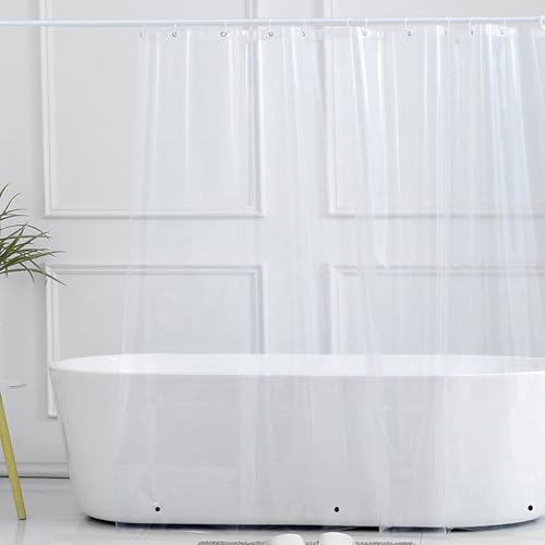 Plastic Shower Liner Clear - Premium PEVA Shower Curtain Liner with Rustproof, Waterproof Cute Lightweight Standard Size Bathroom Curtains - Clear