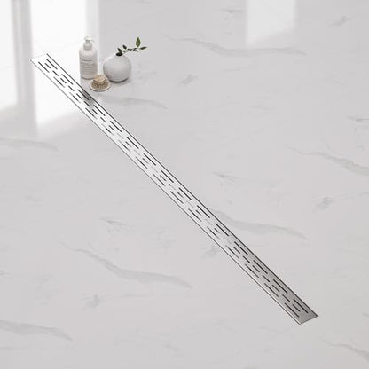 Neodrain 60-Inch Brushed Linear Shower Drain with Brick Pattern Grate | 304 Stainless Steel,Durable Bathroom Floor Drain,Rectangle Linear Drain with Hair Strainer & Adjustable Feet,CUPC certified - color: Stainless, size: 60 In