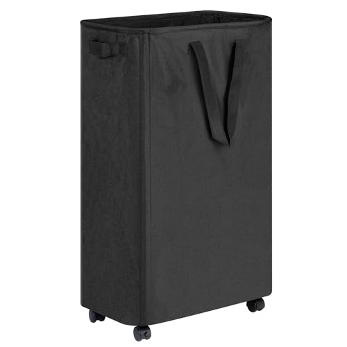 efluky Slim Laundry Hamper with Wheels, Rolling Laundry Basket for Clothes, Small Laundry Basket for Bedroom, Dorm and Laundry Room, 75L (19.8 Gallons) Black - color: Black, size: 75L