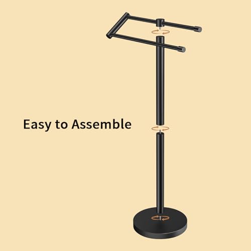 Standing Towel Rack T Shape Tall Bath Towel Holder, Modern Towel Drying Holder Stand Floor Towel Rack Stand with Heavy Base, Upgrade Steady Design for Bathroom, Swimming Pool, Matte Black - size: 20.7inch-2 Bars