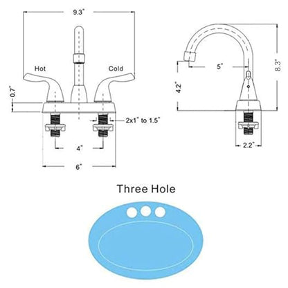 HOTIS Matte Black 4-Inch Centerset Bathroom Faucet, 2-Handle 3-Hole Sink Faucet with Pop-up Drain & Supply Lines, HT-BF201 - color: Matte Black